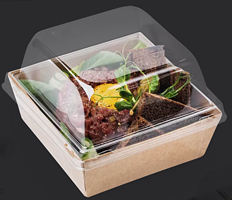 Контейнер 550 мл., крафт картон OSQ SmartPack box, 130*130*49мм., без крышки (50шт/уп) /50/450/