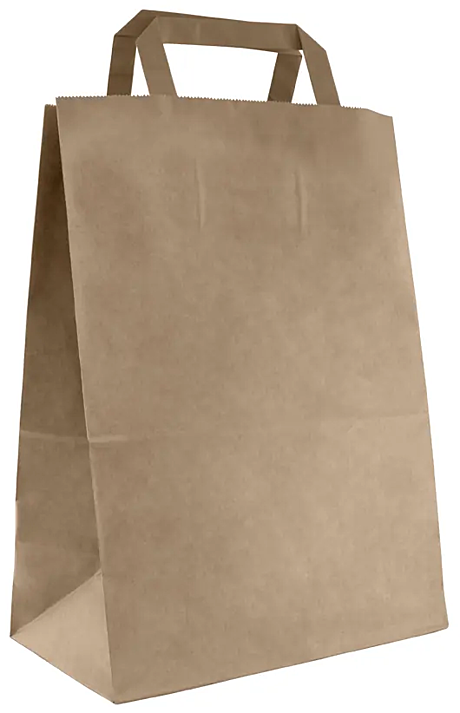 Пакет бумажный с плоскими ручками, крафт, из первичного сырья, 280 х 150 х 320 мм, AVIORA /250/