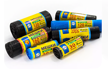 Мешок мусор. 160л. 30 мкр/10шт 80х110  рулон 