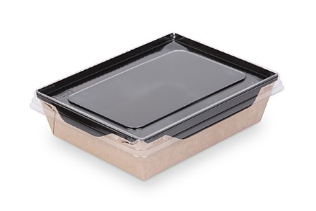 Контейнер 800 мл., крафт/черн OSQ OpSalad, Black Edition, 209*127*55мм, без крышк (50шт/уп) /50/400/