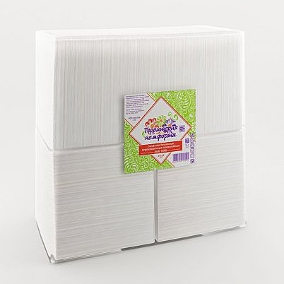 Салфетки бумажные белые 1-сл., 400 лист/уп., 240х240 мм., Биг-Пак ,