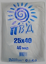 Пакет фас. брикет 25х40 ПВД (500шт) х 6 уп 40 мкм МП /6/