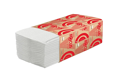 Полотенца листовые FOCUS Premium V- сложение, 2-х сл. белые 200 листов, 230х230 /15/