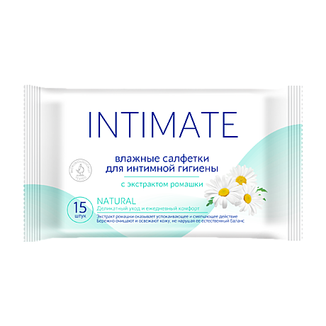 Влажные салфетки (ОПТ) №15 INTIMATE NATURAL с ромашкой  /120/