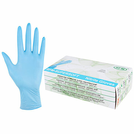 Перчатки нитриловые L неоподрен.,голуб., (100 шт/уп) 