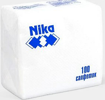Салфетки бумажные белые 1-сл., 100 лист/уп., 240х240 мм. (50 уп/кор)., Nika /50/