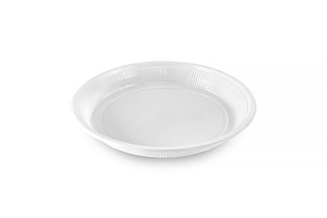 Тарелка ПЭТ белая одноразовая мелкая, d170 мм, (100 шт/уп) /1400/