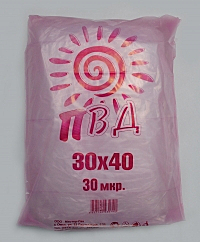 Пакет фас. брикет 30х40 ПВД (500шт) 30 мкм МП /6/